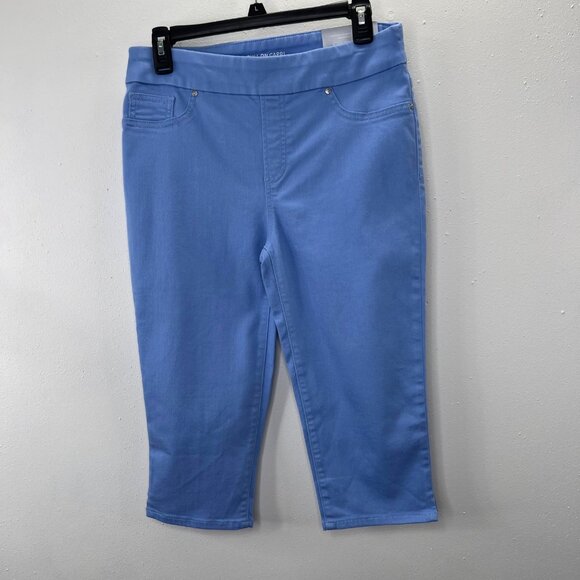 Chicos Pull On Capri Pants Denim Blue Veil 0 US 4 Stretch Cropped NWT - Picture 1 of 7